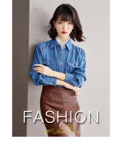 シャツ・ブラウス | デニムシャツ シャツ トップス レディース ブラウス デニム カジュアル レトロ風 通勤 通学 オシャレ キレイめ 上品 可愛い 秋服 ナチュラル 2022