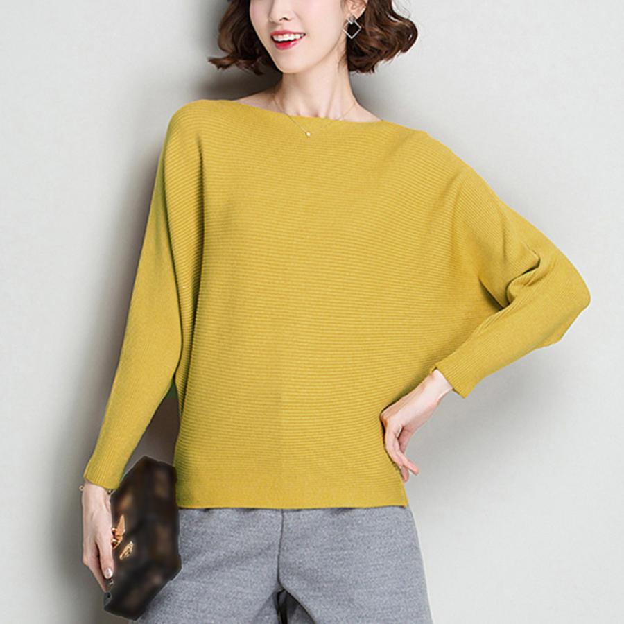 ニット・セーター | ニットトップス ボートネック長袖