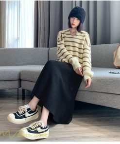 スカート | マタニティ秋 冬 コーデ マタニティウェア レディース Aライン ニット 2022新作 ゆったり カジュアル 大きいサイズ チェック ウエスト調整