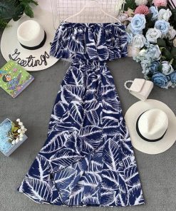 在庫ある | 短納期シフォンロングワンピース フレアビーチワンピ スリットセクシーワンピース ボヘミアワンピ ボートネック 半袖 海 エレガント 着痩せ Aライン フェミニン