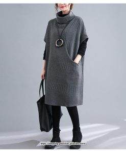 マキシ | ニットワンピース レディース チュニック デザイン タートルハイネック ニット 暖か 斜めスリット 着痩せ キレイめ 上品 おしゃれ フェミニン 通勤