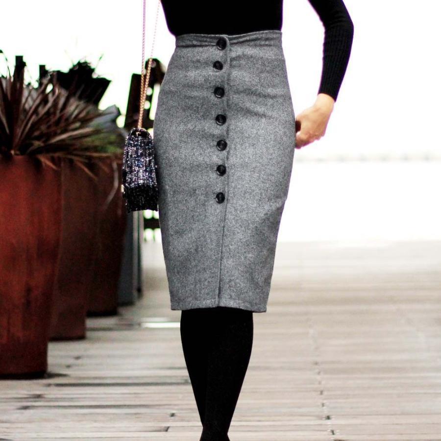 タイトスカート | ツイード スカート レディース 秋冬 ハイウエスト ひざ丈 ミモレ丈