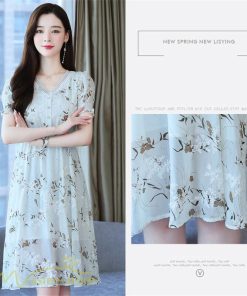 ミディアム | ワンピース レディース ミディアムワンピース 花柄 夏服 Aラインワンピース 上品 ミディアム丈 お出かけ 20代 30代 カジュアル 40代 エレガント 膝丈 Vネック
