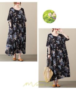 マキシ | マキシワンピース レディース リゾートワンピース 半袖 マキシワンピース ロングワンピース 春夏 黒 旅行用 着痩せ 丸首 体型カバー サイドポケット ぽっちゃり