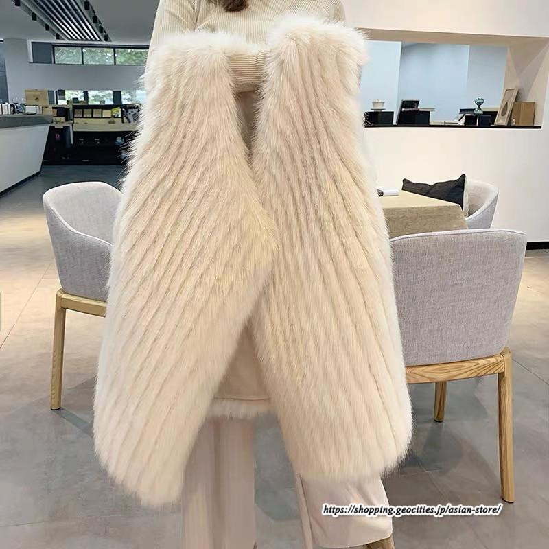 ベスト | ボリュームフェイクファーファー毛皮レディース 冬 フェイクファー 毛皮コート アウター ノースリーブ ふわふわ ジレ 秋冬 前開き