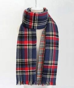 マフラー | チェック リバーシブル フリンジ付きストール 大判 厚手 肩掛け