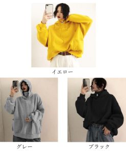 パーカ | 体型カバー オーバーサイズ レディース ロゴ フード付きパーカー トップス 裏起毛 トレーナー ロング丈 カジュアル