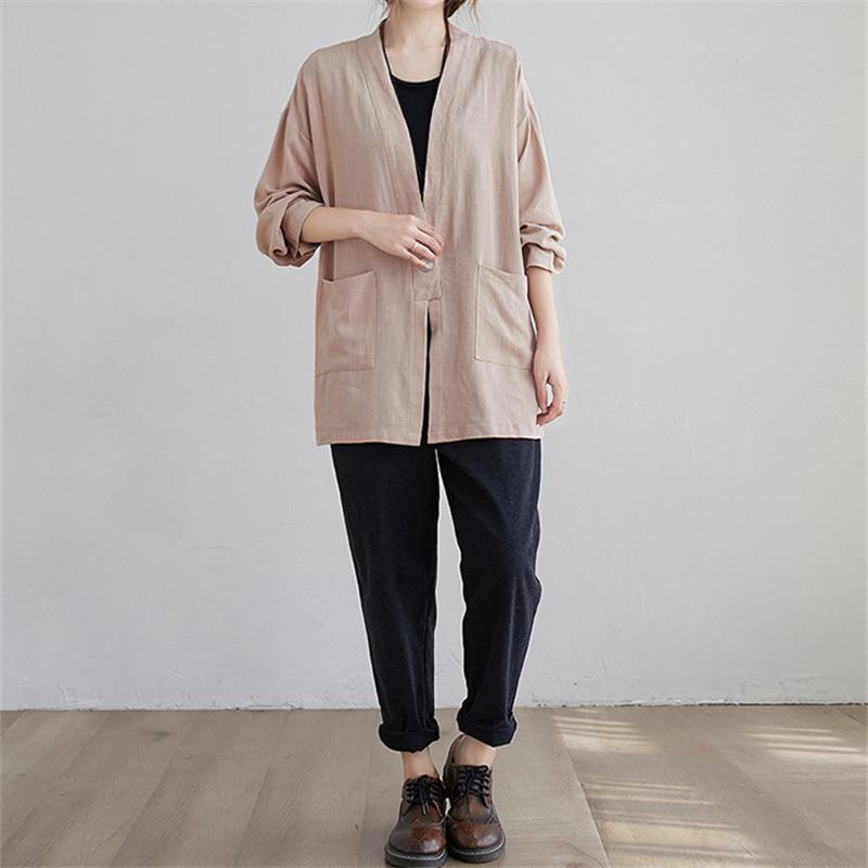 カーディガン | 羽織り レディース 秋服 ライトアウター Vネック 麻綿 無地 20代 30代 春 夏 秋 長袖 カジュアル 40代 50代 秋コーデ 秋かわいい