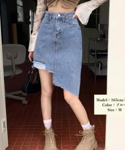 ひざ丈スカート | デニムスカート レディース ダメージ加工