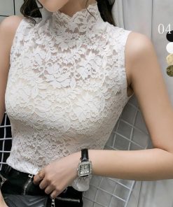 透かし編みトップス | 大人可愛い 重ね着 総レース スカラップ 花柄 エレガント セクシー ハイネック インナー レディース タンクトップ トップス