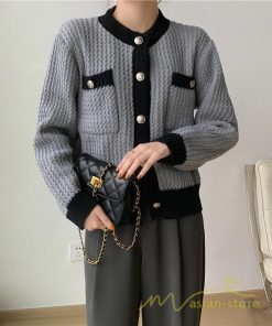 カーディガン | 2022秋冬ニットショート丈 レディース フロントボタン 羽織り ポケット アウター ニット セーター 大人 20代40代 やさしい 通学通勤 長袖