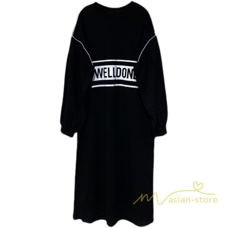 マキシ | 黒ワンピース 長袖ワンピース 秋物 レディース ロングワンピース ゆったり 大きいサイズ 裾スリット 30代40代 大人 ワンピース かわいい 通学通勤 20代50代