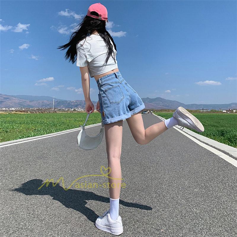 ショートパンツ | レディース ボトムス パンツ ロールアップデニム 夏新作 美脚 デニム ゆったり おしゃれ 通勤通学 20代30代40代 カジュアル お出かけ 韓国風