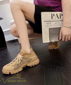 スニーカー | インソール レディース ダッドスポーツシューズ 靴 厚底 レースアップ 無地 履きやすい ハイカット 可愛い 脚長効果 歩きやすい 新作