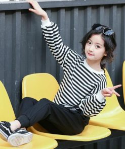 （子供）その他 | 長袖Ｔシャツ 女の子 秋 トップス セットアップ シンプル カットソー ボーダー柄 綿 おしゃれ 子供服 キッズ 洋服