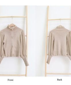 シャツ・ブラウス | バルーン袖 リブニットトップス 韓国風