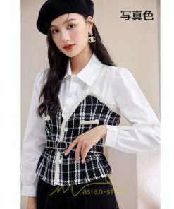 シャツ・ブラウス | ブラウス シャツ 切り替え レイヤード風 重ね着風 チェック柄 レディース 春秋  ゆったり 長袖 カジュアル 通勤 20代30代40代50代 きれいめ オシャレ