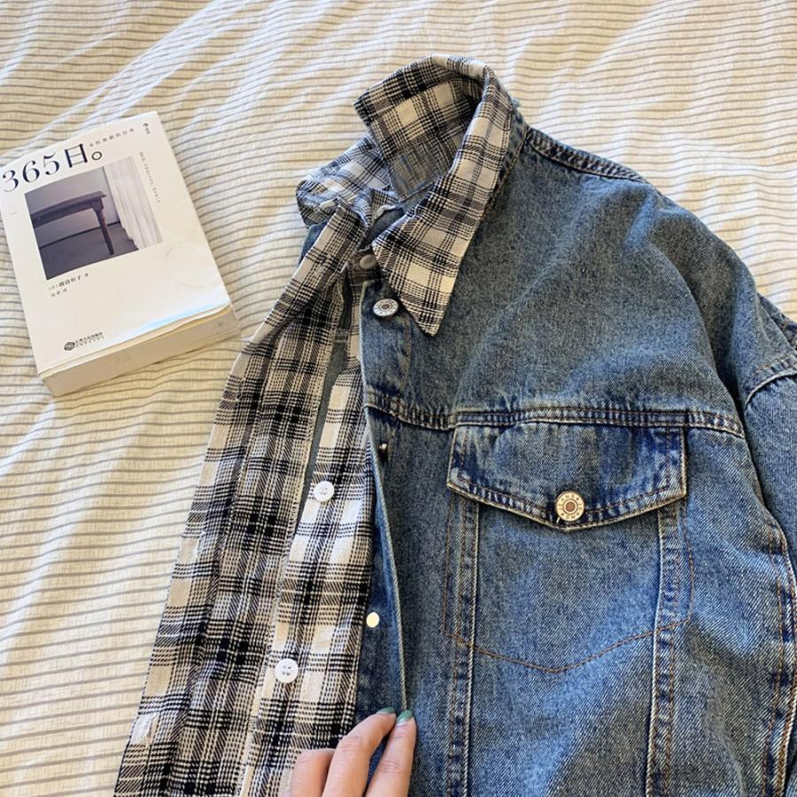 テーラードジャケット | ジャケット オーバーサイズ アウター 秋冬 レディース ドッキング デニム Gジャン