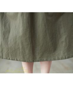 マキシ | ワンピース ゆるワンピース 無地 シャツワンピース ネック 麻混 ひざ丈 ウエスト紐 カジュアル ポケット 体型カバー ゆったり 30代 50代 夏物 40代 シンプル