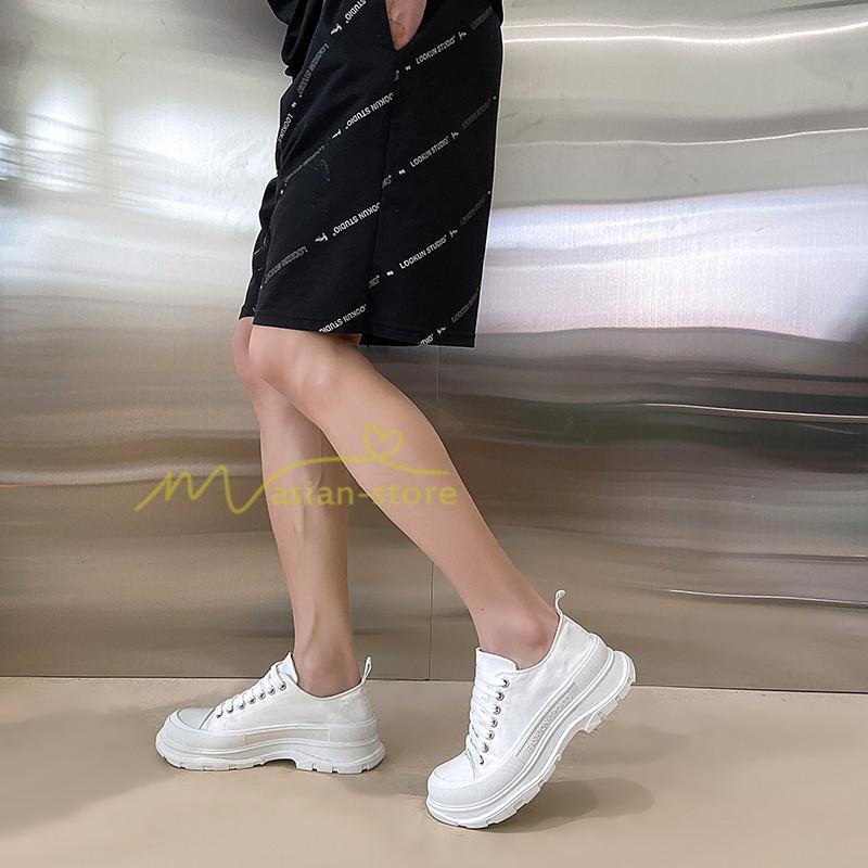 スニーカー | スニーカー レディース メンズ レディースシューズ ローカット 靴 ウォーキングシューズ キャンバス 美脚 お揃い Pu革 歩きやすい 厚底送料無料