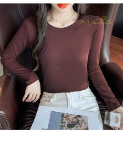 ｔシャツ・カットソー | インナーシャツ レディース ニット 長袖Tシャツ アンダーウェア スリム 肌着 女性用 トップス 長袖 無地 シンプル カジュアル 女性 ストレッチ トップス 2021