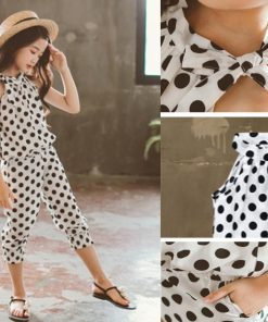 （子供）その他 | キッズ 半袖 キャミソール 女の子 袖なし 夏 子供服 セットアップ ドット柄 シフォン上下セット ベビー服 おしゃれ 洋服【ネコポ