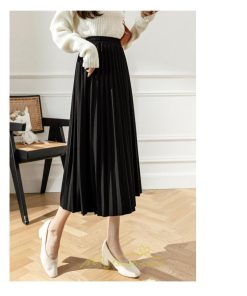 スカート | ロングロング 春 秋 プリーツ レデイース  体型カバー 着痩せ 通勤 通学 裏地付き ウエストゴム ゆったり お呼ばれ 楽チン 女子会 キレイめ