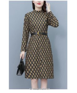 マキシ | ワンピース レディース 柄 大きいサイズ 膝丈 長袖 きれいめ 30代 40代 50代 着やせ 上品 キレイめ レトロ風 オシャレ カジュアル 春秋冬