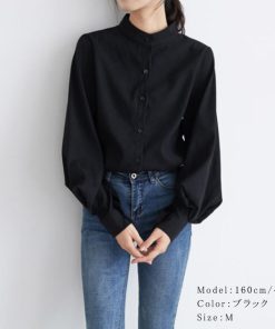 シャツ・ブラウス | フォーマル バルーン袖 スタンドカラー 無地 長袖チュニックシャツ おしゃれ 着やせ ハンドカラー レディース ブラウス トップス