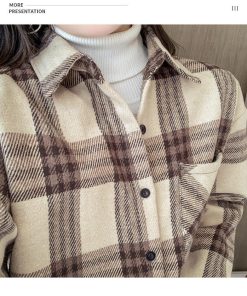 シャツ・ブラウス | レディースシャツ 秋冬 長袖 ブラウス 裏起毛 厚手 チェックシャツ チュニック丈 ミドル丈 防寒 暖かい 羽織り アウター シャツジャケット 厚手シャツ トップス
