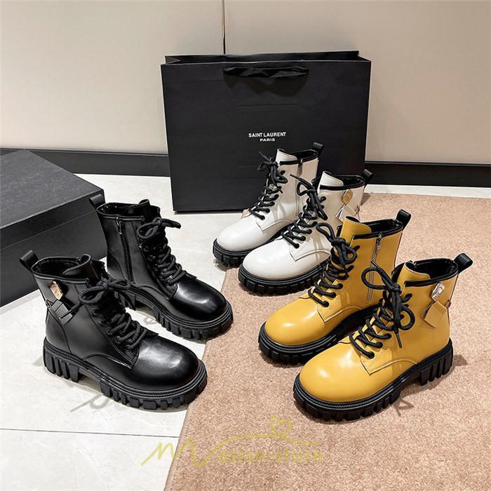 ショートブーツ | ブーツ レディース 黒 低反発 黄色 白 編み上げ 歩きやすい 足が痛くならない 厚底 おしゃれ 春 50代 40代 秋 30代 新作 20代