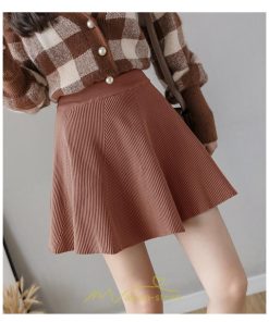 スカート | レディース ボトムス ミニ丈 ひざ上 ウエストゴム 楽ちん ゆったり ニット 秋冬 韓国風 Aライン フレア デート 着痩せ 可愛い お出かけ 脚長効果