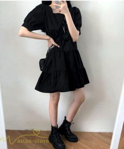 ミニ丈 | ワンピース 無地 レディース ショートワンピース 半袖 かわいい スクエアネック サマーワンピース 夏新作 カジュアル 黒 Aラインワンピース XL ゆったり 白