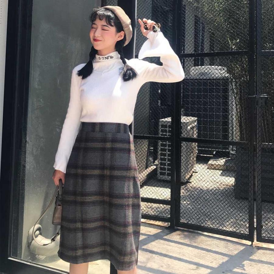 ひざ丈スカート | チェックスカート レディース ハイウエスト Aラインスカート ひざ丈 ボトムス