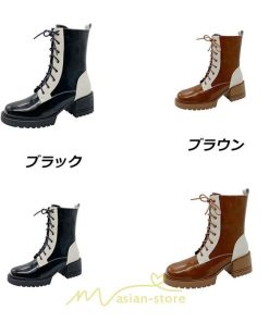 ショートブーツ | ブーツ レディース 編み上げブーツ 編み上げ ミドルブーツ 春 疲れない 靴  厚底 春ブーツ ブラウン ショート 緩め 二次会 パーティー 旅行 通勤 黒 歩きやすい