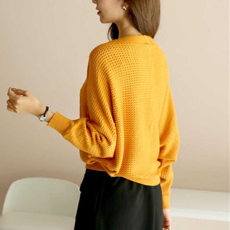 透かし編みトップス | ニットトップス レディース 体型カバー秋