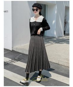 スカート | プリーツロング丈 プリーツ ロング2022 冬 秋 ニット 暖か  Aライン 着回し 通勤 出勤 おでかけ お出かけ デート 女子会 旅行