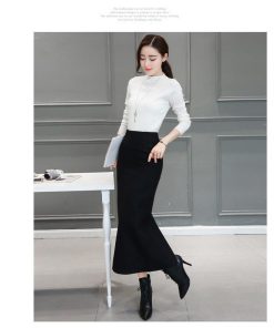 在庫ある | 短納期ロングタイトスカート ハイウエスト ロングスカート ビジネススカート ラシャスカート スリットセクシースカート エレガント フェミニン 後ろファスナー