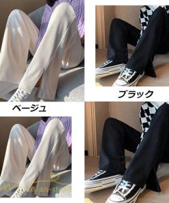 パンツ レギンス | パンツ マタニティウェア レディース マタニティパンツ ウエスト調整 着痩せ ゆったり ウエストゴム 裾口スリット ワイドパンツ 無地 秋 春 夏 きれいめ 上品