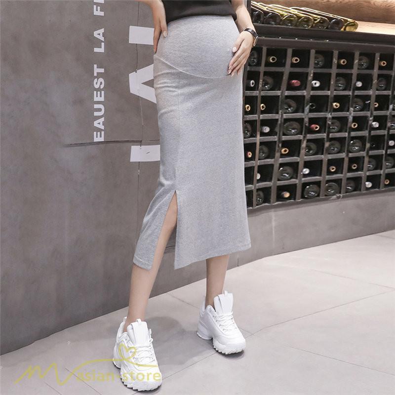 スカート | Aラインマタニティウェア 着痩せ レディース 着痩せ 上品 大きいサイズ 裾口スリット 産前 妊婦 薄手 サマー 日常 夏服 マタニティお出かけ