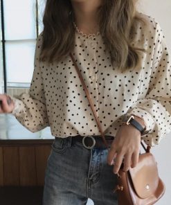 Tシャツ・カットソー | おしゃれ レディース シフォンブラウス ブラウス ドット柄 シャツブラウス ゆったり トップス 水玉模様 オフィス 長袖