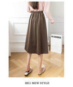 スカート | レディース 無地 ロング丈 ミモレ丈ハイウエスト ウエストゴム Aライン 着痩せ 脚長効果 通勤 就活 オフィス エレガント 日常 OL 上品 ビジネス