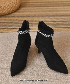 ブーツ | ブーティ ショート レディース ピンヒール 痛くない ファスナー 疲れない 歩きやすい 暖かい 秋冬 飾り 外出 お出かけ デート 女子会 二次会