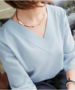 シャツ・ブラウス | シャツブラウス レディース シャツ 五分袖 Vネック 無地 トップス カットソー  可愛い 大人 30代 40代 50代 フォーマル ピンク 白 ブルー オフィス