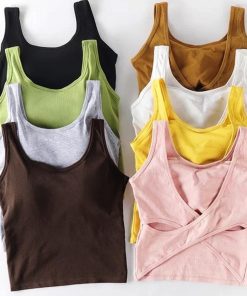キャミソール | ノースリーブ ブラトップ レディース リブインナートップス セクシー下着 タンクトップ 背中開き パッド付き バッククロス