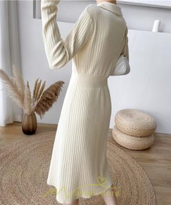 ニットワンピース | レディース ワンピース 冬 長袖 秋冬 ニット 20代 30代 40代 50代 Vネック かわいい おしゃれ 大人可愛い 着痩せ 綺麗