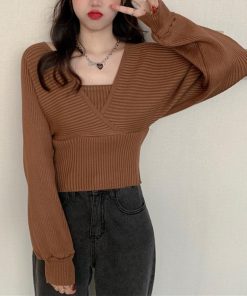 ニット・セーター | ニットトップス レイヤード風 韓国風