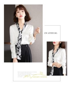 シャツ・ブラウス | シャツ ブラウス 秋冬 レディース スカーフタイ きれいめ フォーマル 春 長袖 白 通勤 OL フェミニン 上品 ゆったり エレガント ビジネス 2022新作