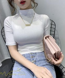 ｔシャツ・カットソー | 秋Tシャト トップス コットン カジュアルTシャツ レディース ハイネック おしゃれ Tシャツ Tシャツ 日常感 大きいサイズ 7色展開 上品 5分袖 秋服 ゆったり