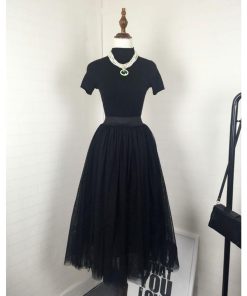 スカート | ロングチュールハイウエストフレアレディース 無地 きれいめ ウエストゴム 通勤通学 可愛い S M L 上品 着痩せ